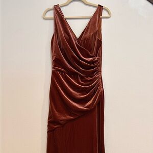 Revelry Dawson Velvet Dress in Terracotta